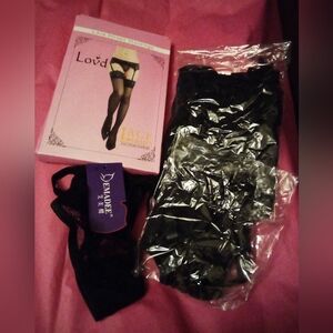 Emadee Black Lace Garter Belt Set NWT Size M -XXL